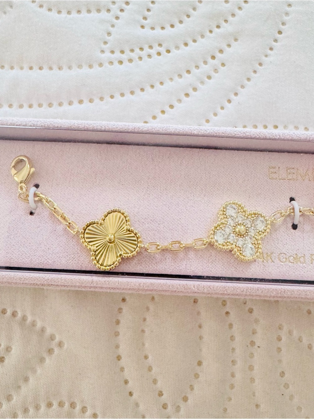 14K Flash Gold Plated Clover Charms Bracelet. New - Picture 8 of 8
